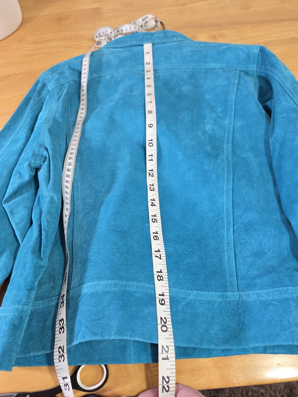 Women's Teal Suede Button-Front Lined Jacket - Picture 6 of 8